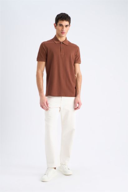 T-shirt Polo basique à manches courtes en tissu piqué