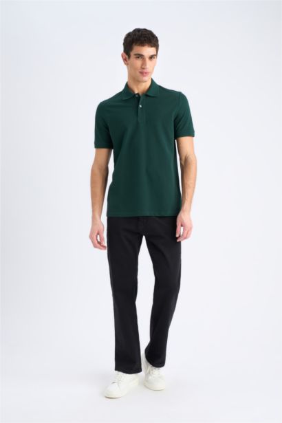 %100 Pamuk Regular Fit Polo Yaka Kısa Kollu Basic Düz Pike Kumaş Tişört