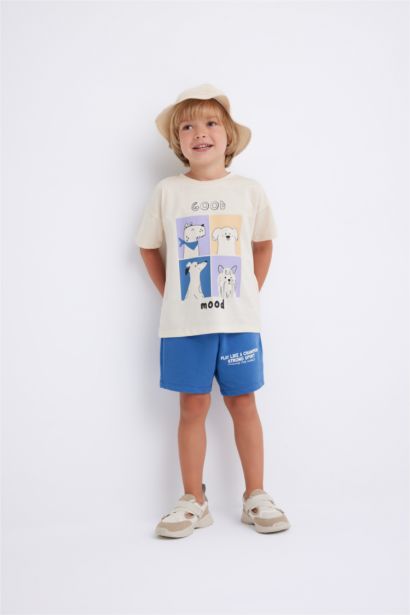 تيشيرت ولادي نص كم بطبعة كلب