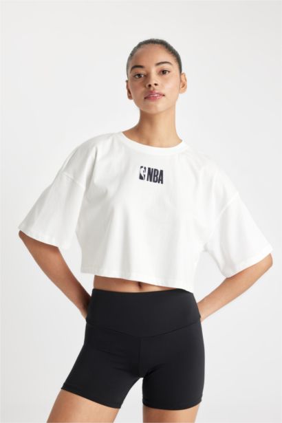 DeFactoFit NBA Wordmark Oversize Fit Embroidery Print T-Shirt