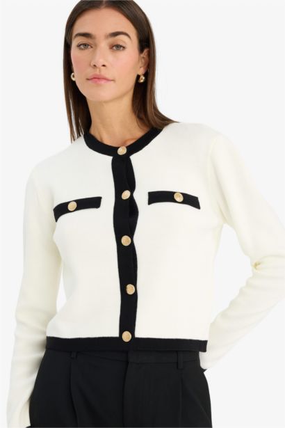 كارديجان تريكو قصة عادية برقبة مستديرة