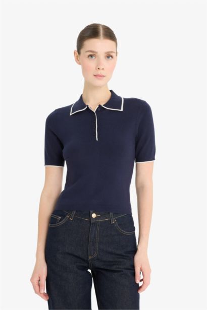 Приталенный свитер Fitted с воротником-поло