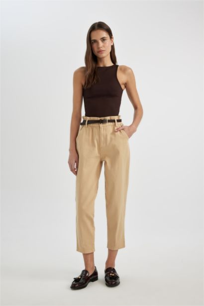 Baggy Fit Ankle Length Gabardine Trousers
