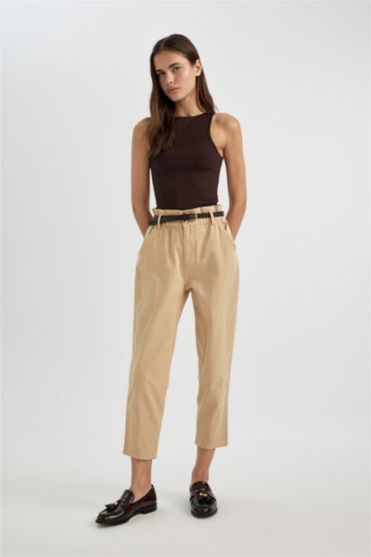 Baggy Fit Ankle Length Gabardine Trousers