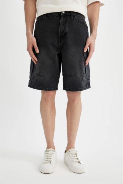 Cargo Fit Denim Bermuda Shorts