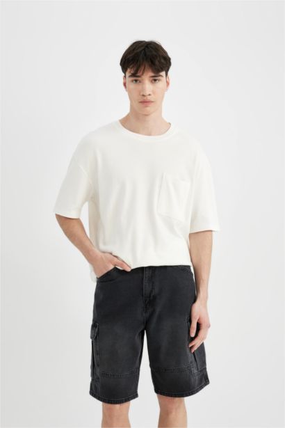 Cargo Fit Denim Bermuda Shorts