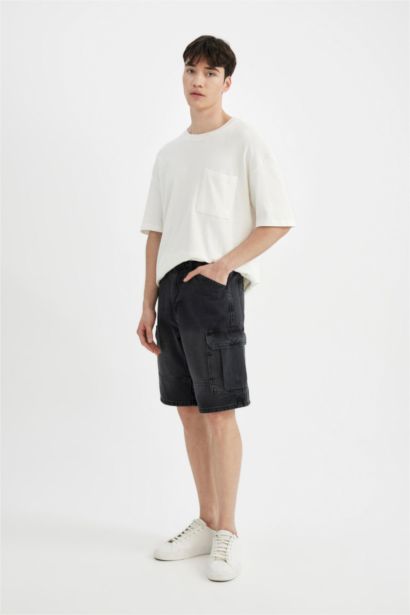 Cargo Fit Denim Bermuda Shorts