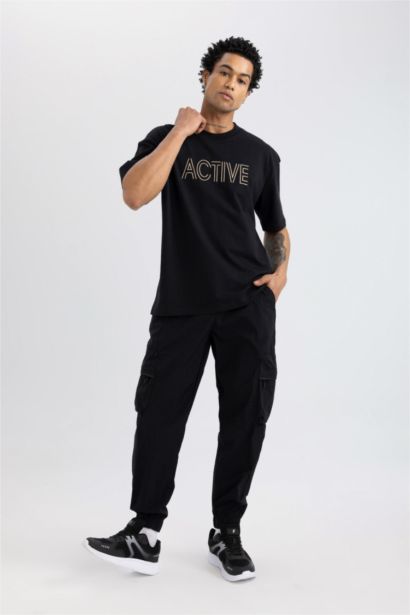 بنطرون كارجو منسوج اوفر سايز بجيب من DeFactofit