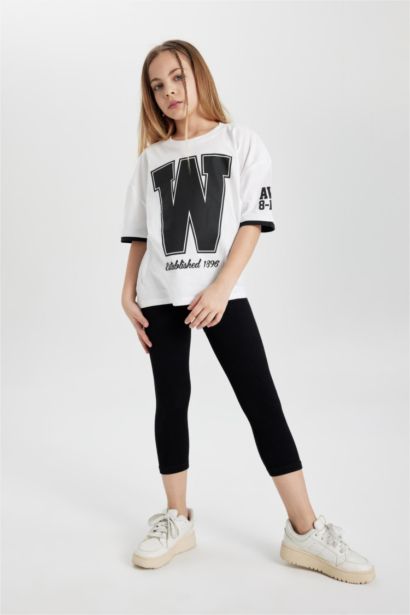 بنطلون ليجن بناتي ميدي أسود