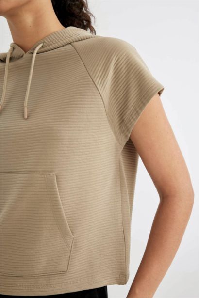 DeFactoFit Standard Fit Hooded Short Sleeve T-Shirt