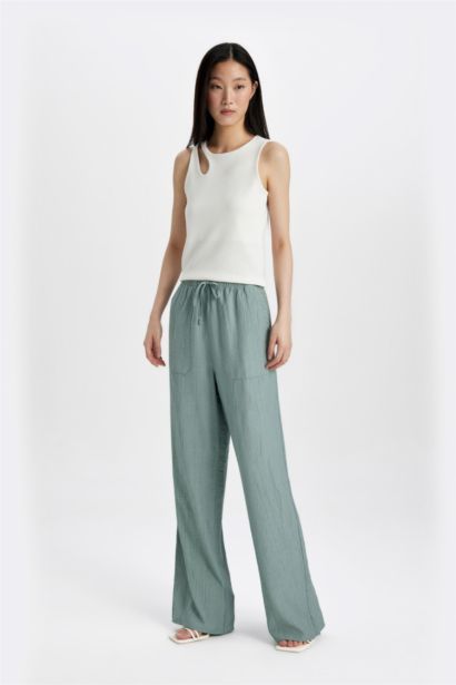 тік кринкл кең етек Шалбар