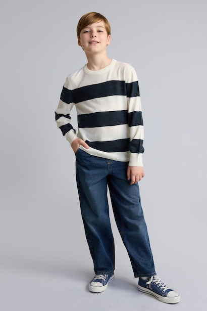 Pull écru chiné à col rond Coupe régulière pour garçon