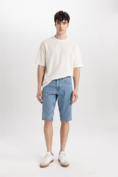 Regular Fit Denim Bermuda Shorts