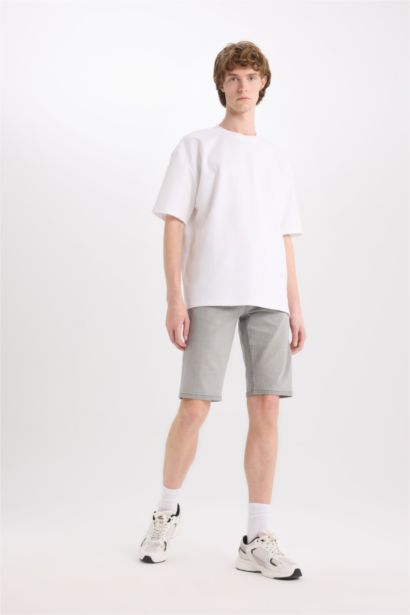 Slim Fit Denim Bermuda Shorts