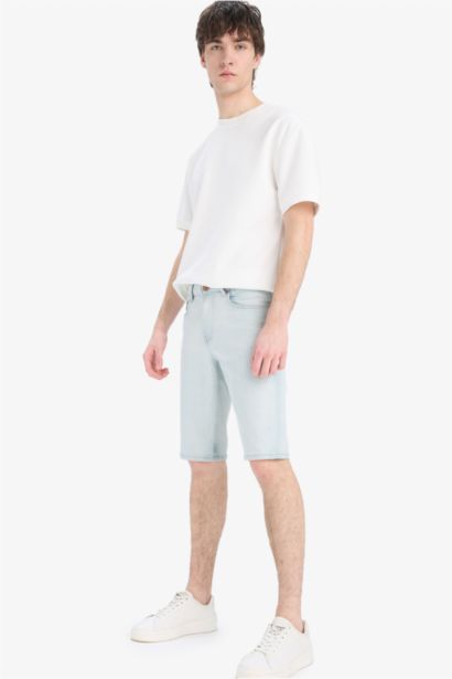 Slim Fit Denim Bermuda Shorts