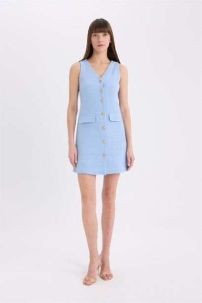 Midi Платье с V-образным вырезом и пуговицами