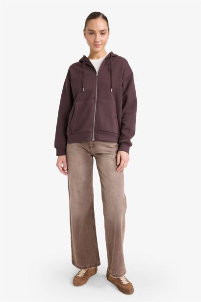 Relax Fit Hooded Basic Thick Fabric Hooded Sweatshirt