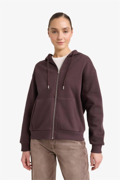 Relax Fit Hooded Basic Thick Fabric Hooded Sweatshirt