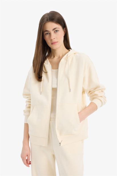 Relax Fit Basic Thick Fabric Zip-Up Hoodie