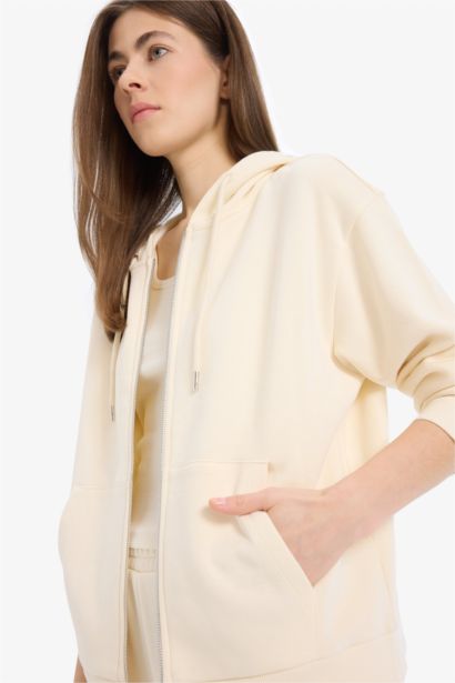 Relax Fit Basic Thick Fabric Zip-Up Hoodie