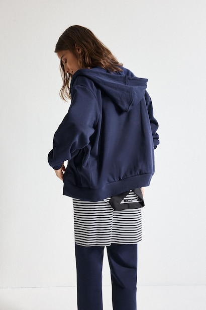 Relax Fit Thick Sweatshirt Fabric Cardigan