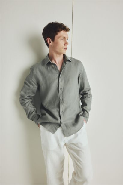 Regular Fit Linen Long Sleeve Shirt