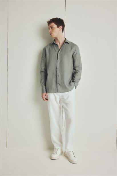 Regular Fit Linen Long Sleeve Shirt