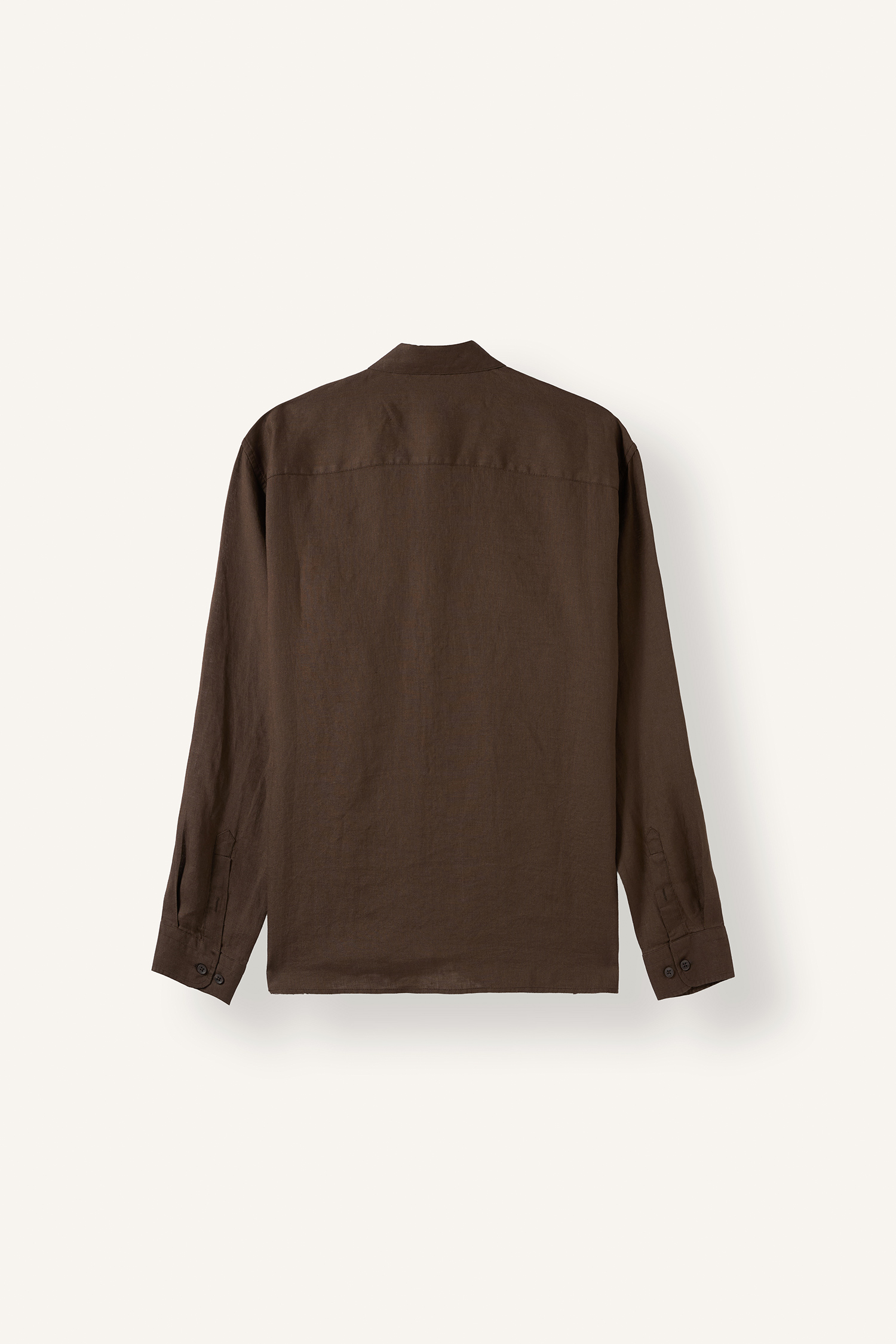 %100 Keten Regular Fit Basic Uzun Kollu Gömlek