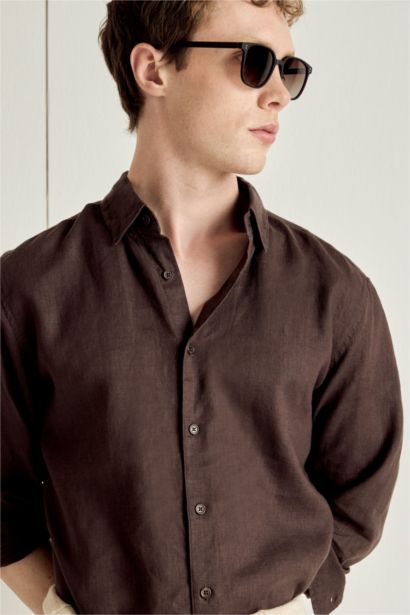 Regular Fit Linen Long Sleeve Shirt