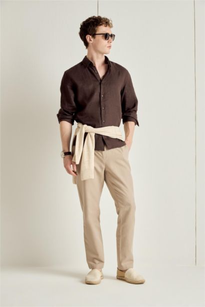 Regular Fit Linen Long Sleeve Shirt