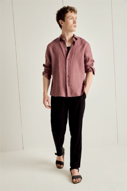 Regular Fit Linen Long Sleeve Shirt