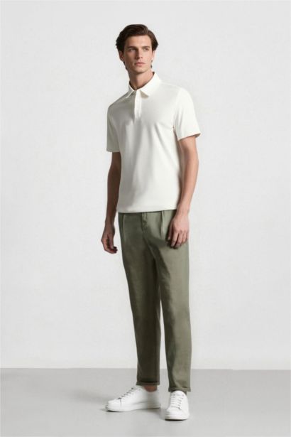 Linen Regular Fit Crop Double Leg Summer Fabric Trousers