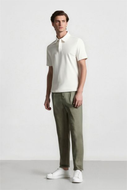 100% Linen Regular Fit Crop Trousers