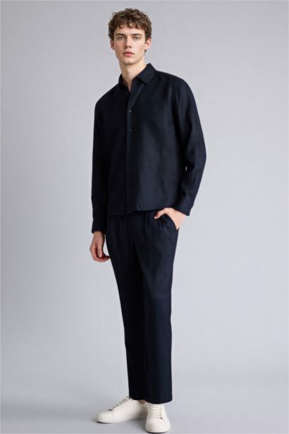 Льняные брюки Relax Fit с двойными отворотами