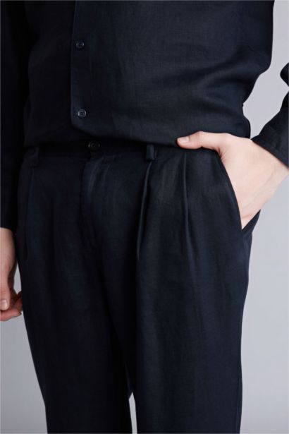 Льняные брюки Relax Fit с двойными отворотами