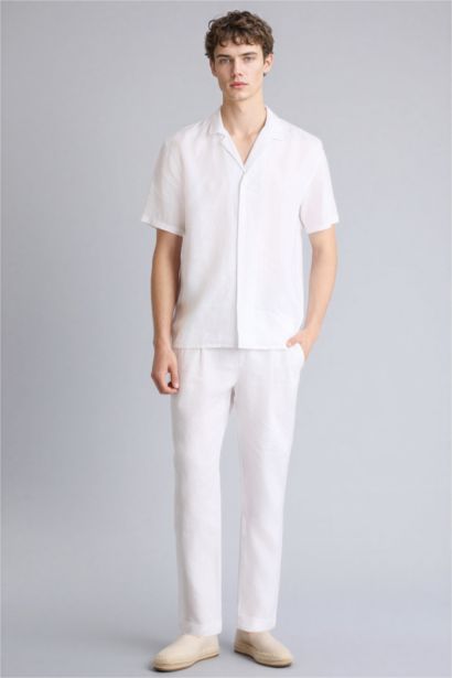 Pantalon 100% lin Coupe droite