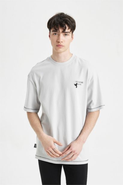 Comfort Fit Crew Neck Back Printed T-Shirt