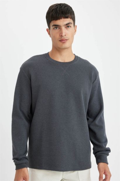 Regular Fit Crew Neck Waffle T-Shirt