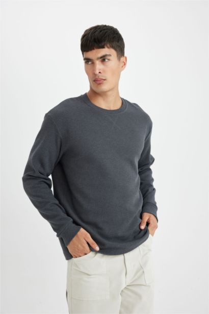 Regular Fit Crew Neck Waffle T-Shirt