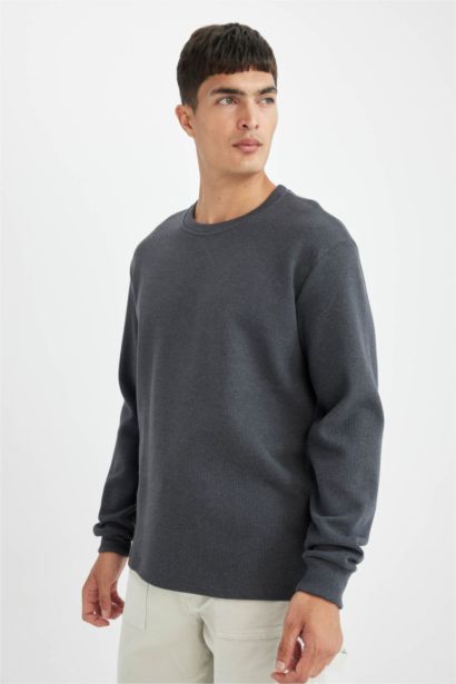 Regular Fit Crew Neck Waffle T-Shirt