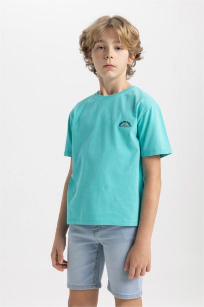 Boy Crew Neck Embroidered Short Sleeve T-Shirt