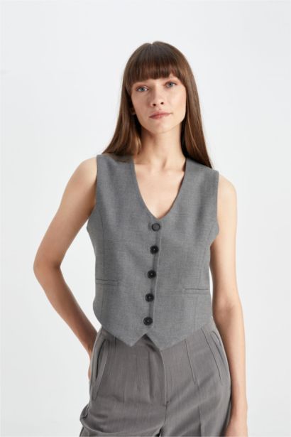 V Neck Blazer Vest