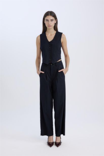 V Neck Striped Blazer Vest