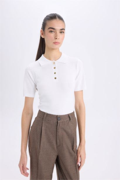 Fitted Футболка-поло с коротким рукавом из трикотажа