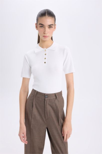 Fitted Футболка-поло с коротким рукавом из трикотажа