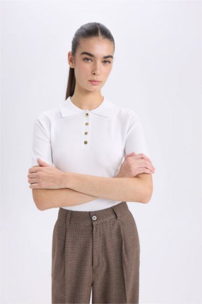 Fitted Футболка-поло с коротким рукавом из трикотажа