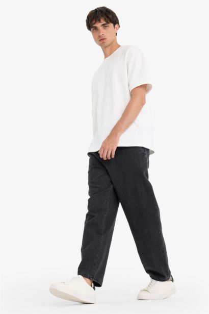 Cotton Wide Leg Elastic Waist Jeans