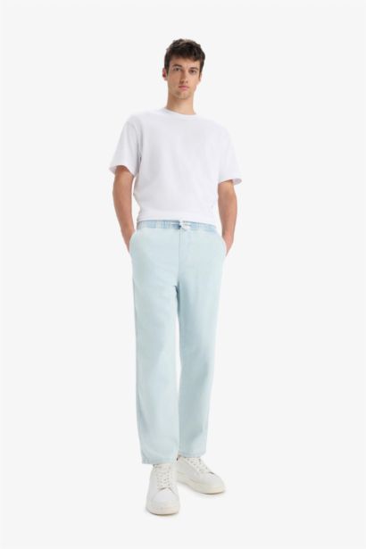 Cotton Wide Leg Elastic Waist Jeans