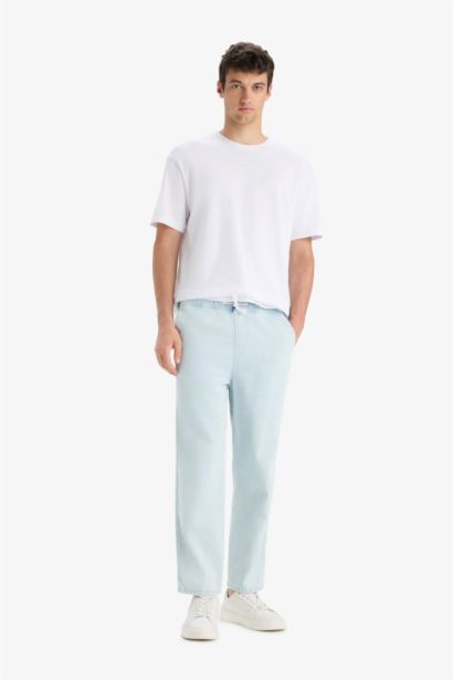 Cotton Wide Leg Elastic Waist Jeans