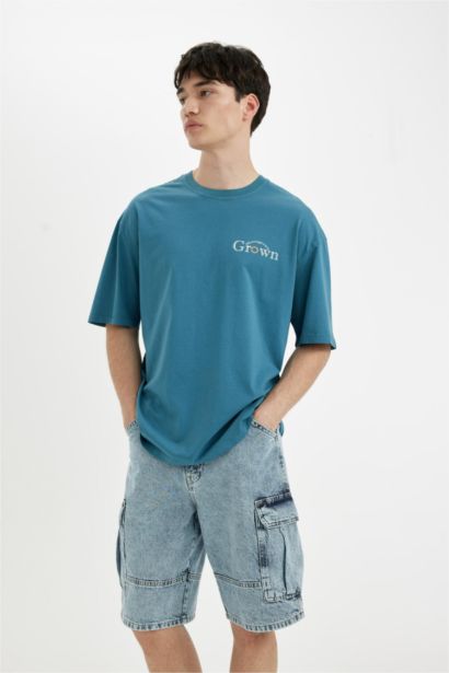 %100 Pamuk Kargo Fit Jean Bermuda Şort